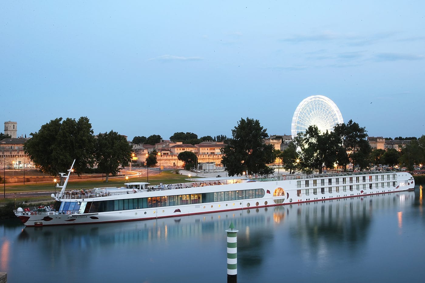 A-Rosa river cruise ship in Avignon France.
