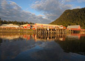 Golden hour descends on Icy Strait Point in Hoonah, Alaska