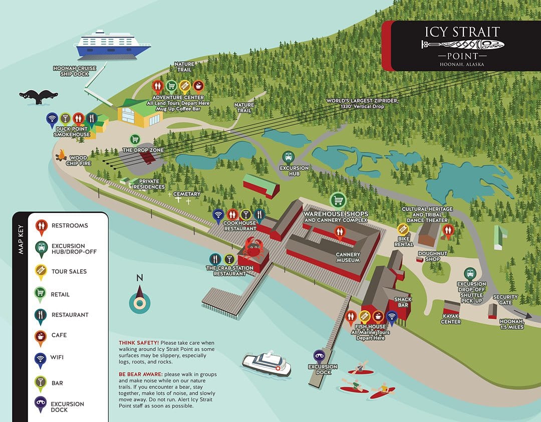 Icy Strait Point map of Wilderness Landing in Hoonah, Alaska.