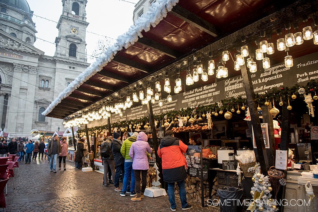 Christmas market in Budapest during a river cruise on the Danube in December.