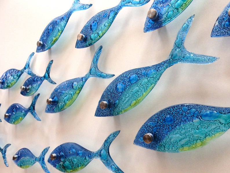 Glass fish art from CrystalArteGlass on Etsy, for ocean art inspiration.