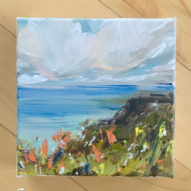 LNZartstudio ocean painting on a small canvas from Etsy.