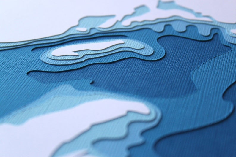 Paper art of Lake Superior by Crafterall on Etsy.