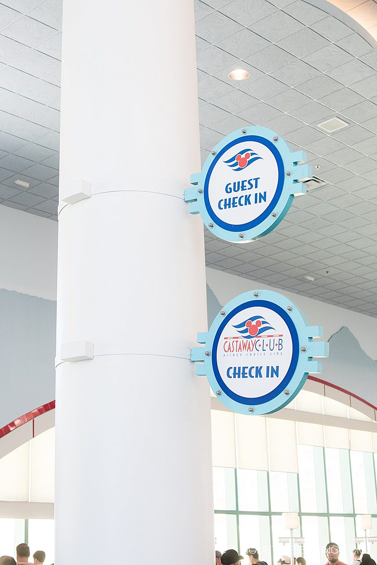 Photo of check in for Disney Cruise Line ship at Port Canaveral U.S. Cruise Port terminal.