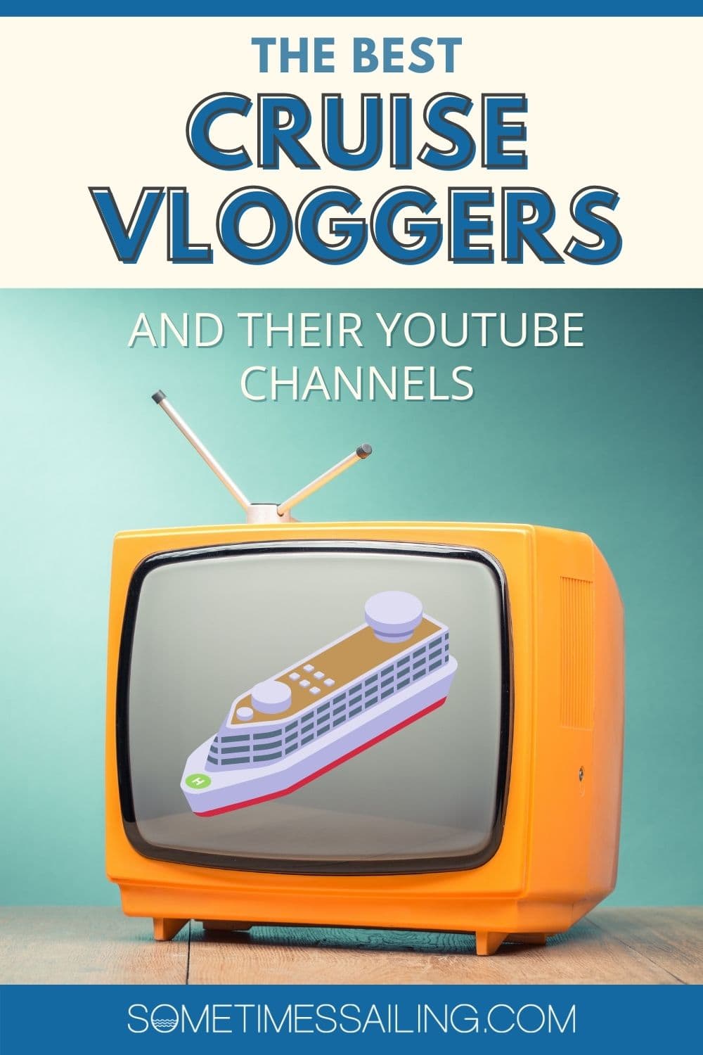 Best cruise vloggers and their YouTube channels with an image of a TV with a cruise ship on the screen.