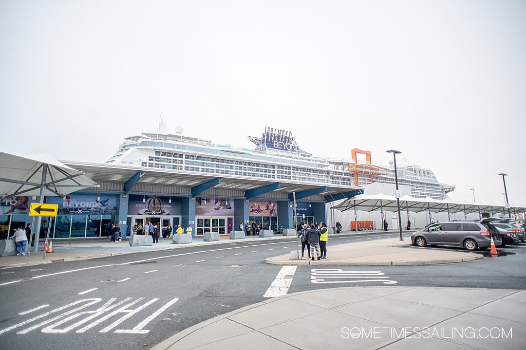 Celebrity Beyond cruise ship in port at Cape Liberty in NJ, a US Cruise Port.