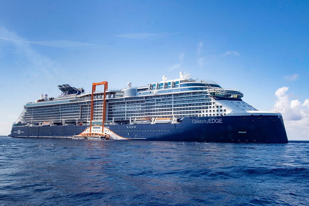Celebrity Edge Naming Ceremonies. Fort Lauderdale, Florida. Photo of the large cruise ship in the ocean by Steve Dunlop