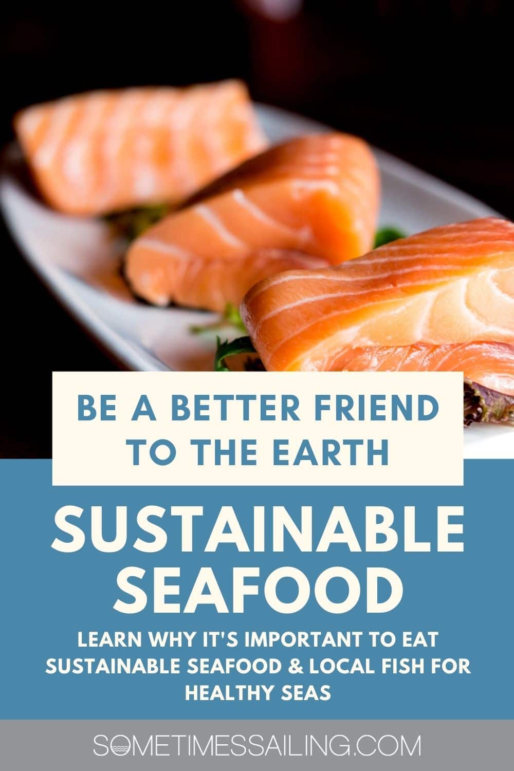 Learn about why sustainable seafood and eating local fish are important for healthy seas, with a photo of raw salmon filets.