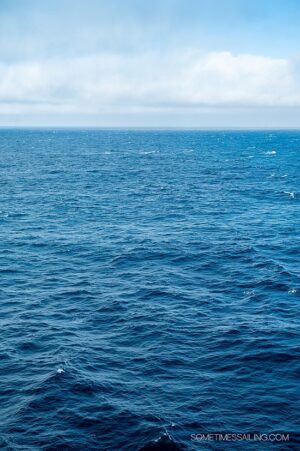 The blue ocean or sea water as seen from a cruise ship.