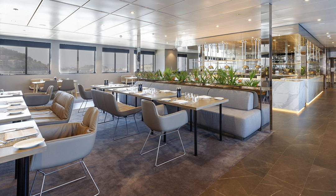 La Cucina dining area on Emerald Azzurra super yacht from Emerald Cruises.