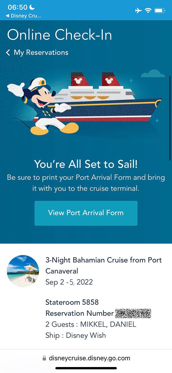 disney cruise line online check in