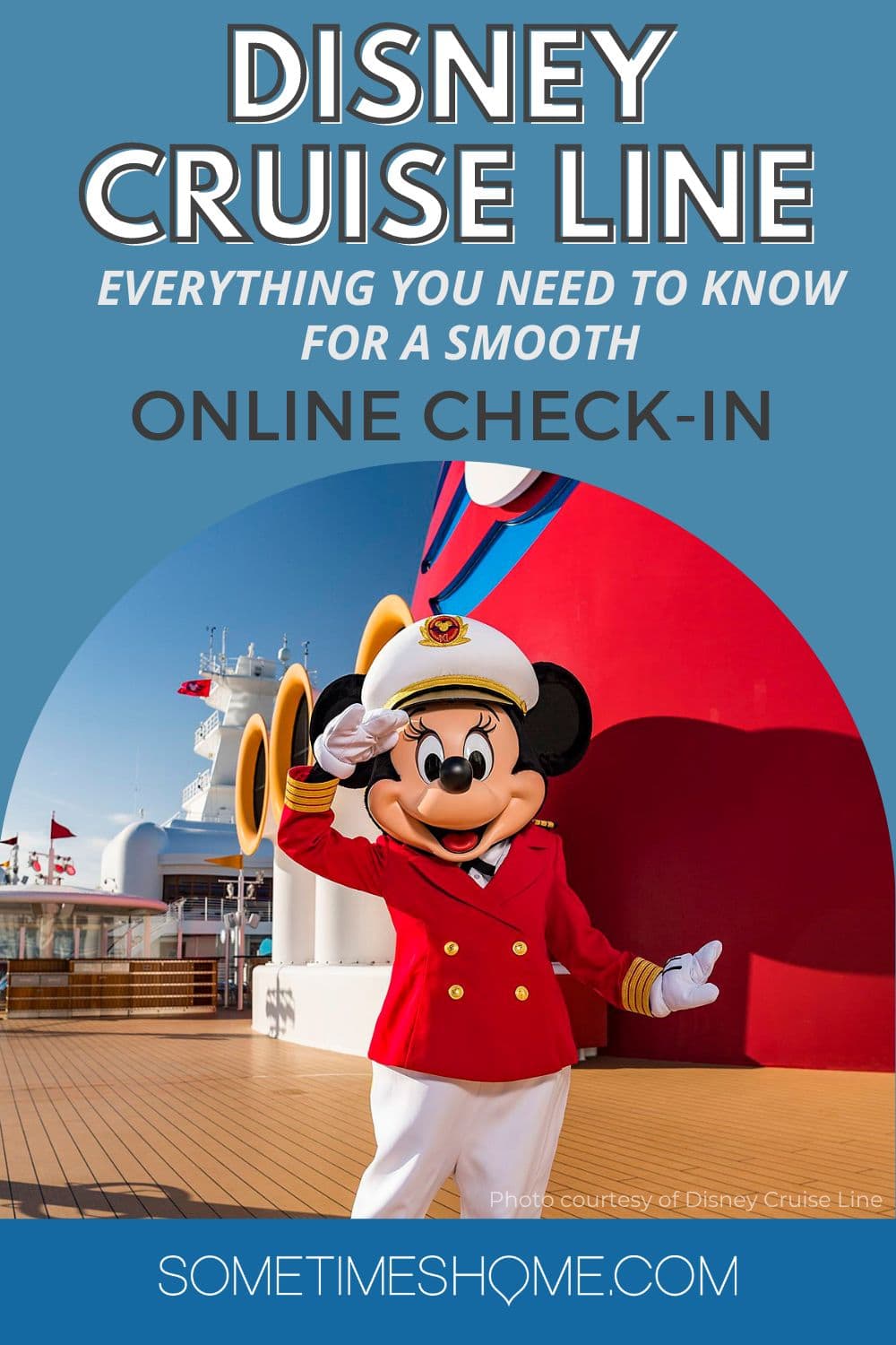 Disney Cruise Line: everything you need to know for a smooth online check-in process, with a picture of a captain Minnie Mouse