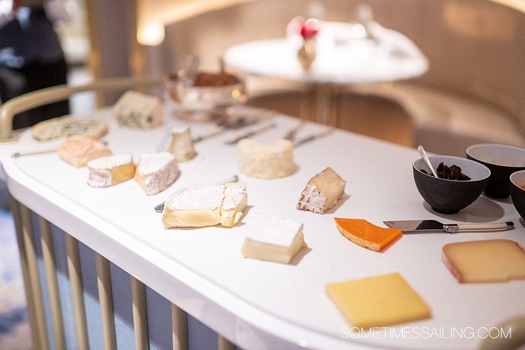 Cheese cart at Enchante restaurant on Disney Wish cruise.