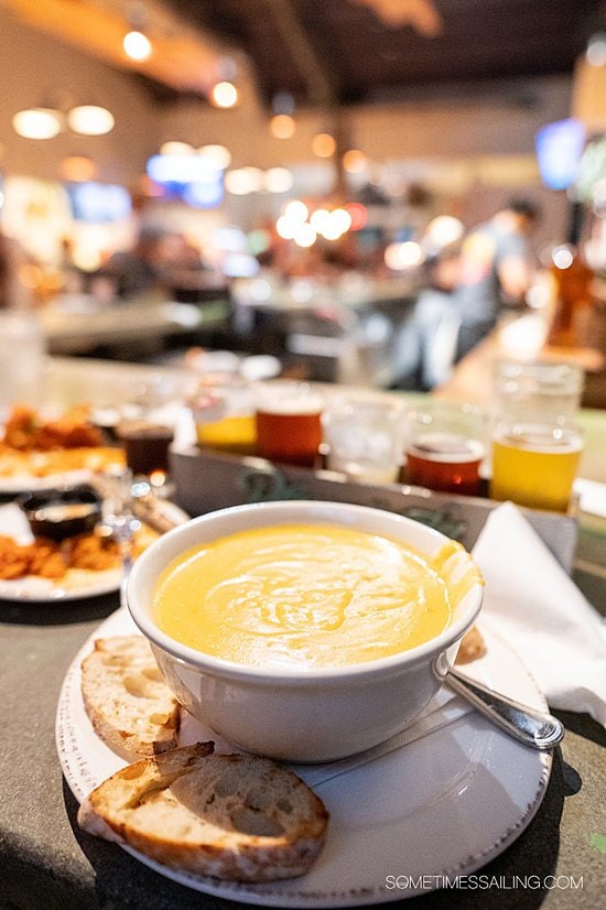 Bowl of cheesy beer soup at Playalinda Brew Co. in Titusville.