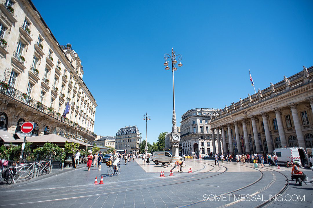 Outside old town area of Bordeaux, France.