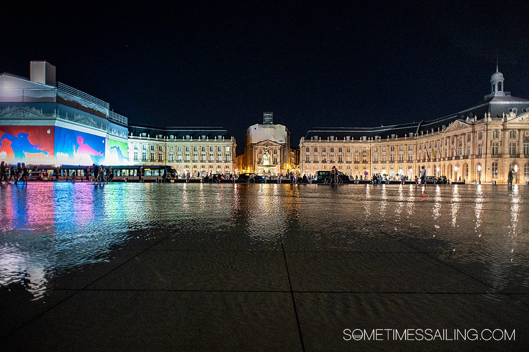 Miroir d'Eau in Bordeaux, France, a famous landmark.