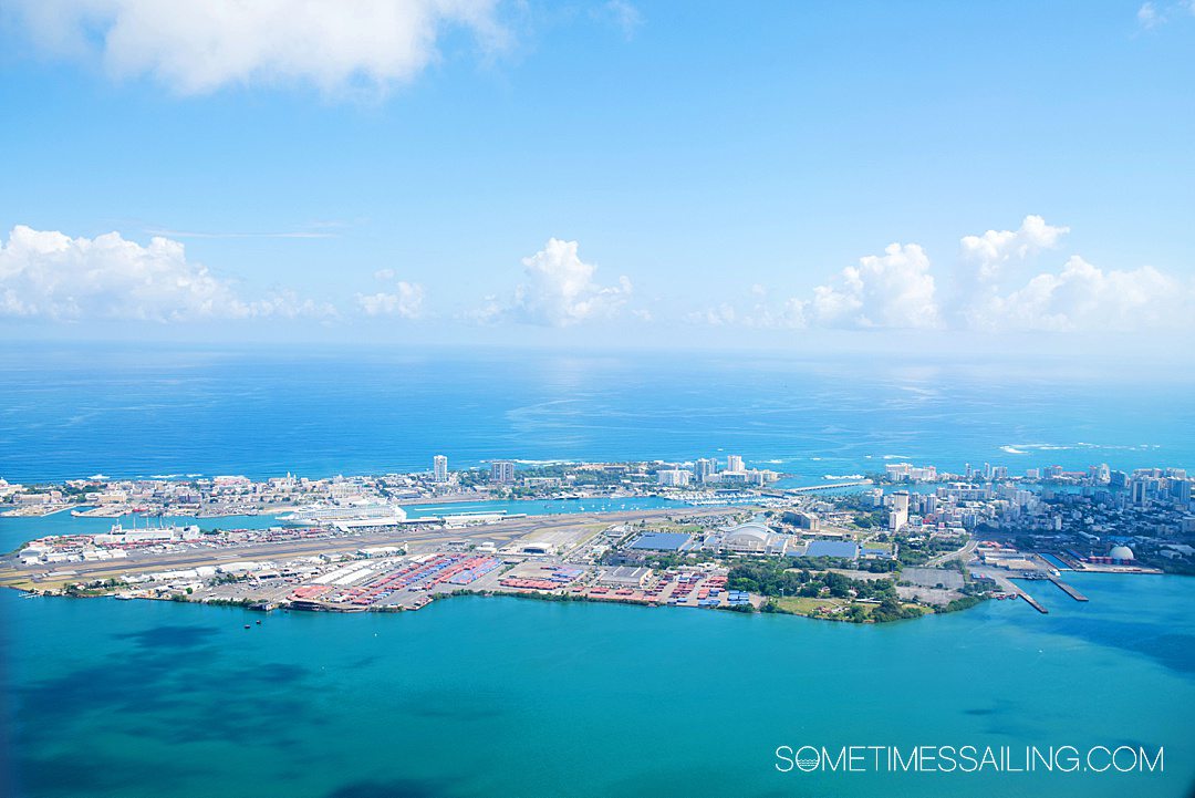 Caribbean island of Puerto Rico seen from the air.