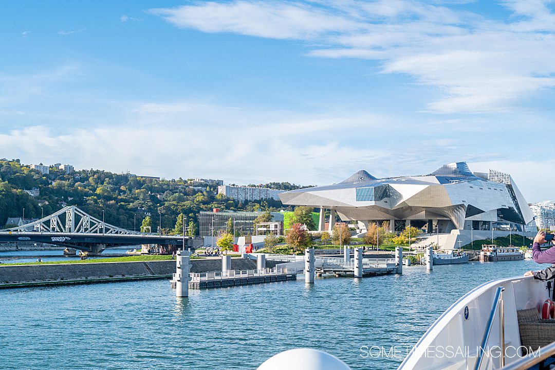 Confluence museum in the distance between two rivers in Lyon, France.