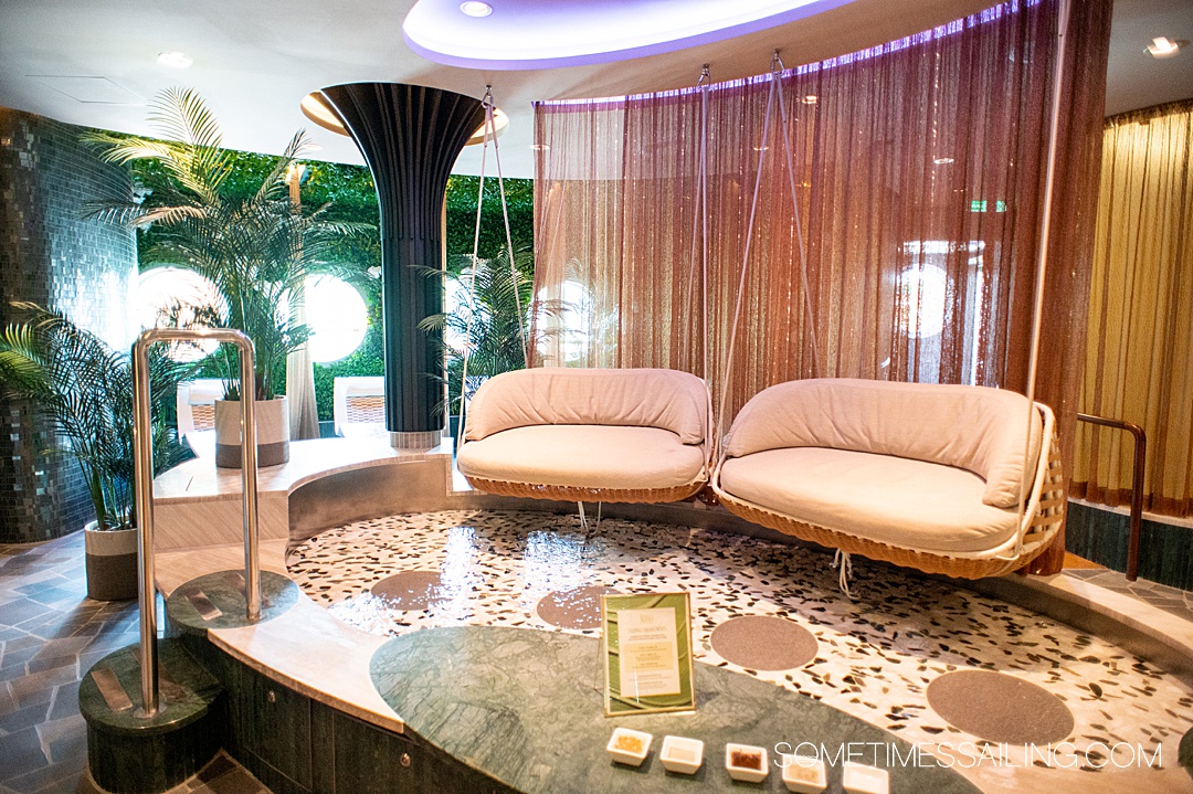 Disney Senses Spa and rainforest area on Disney Wish cruise ship.