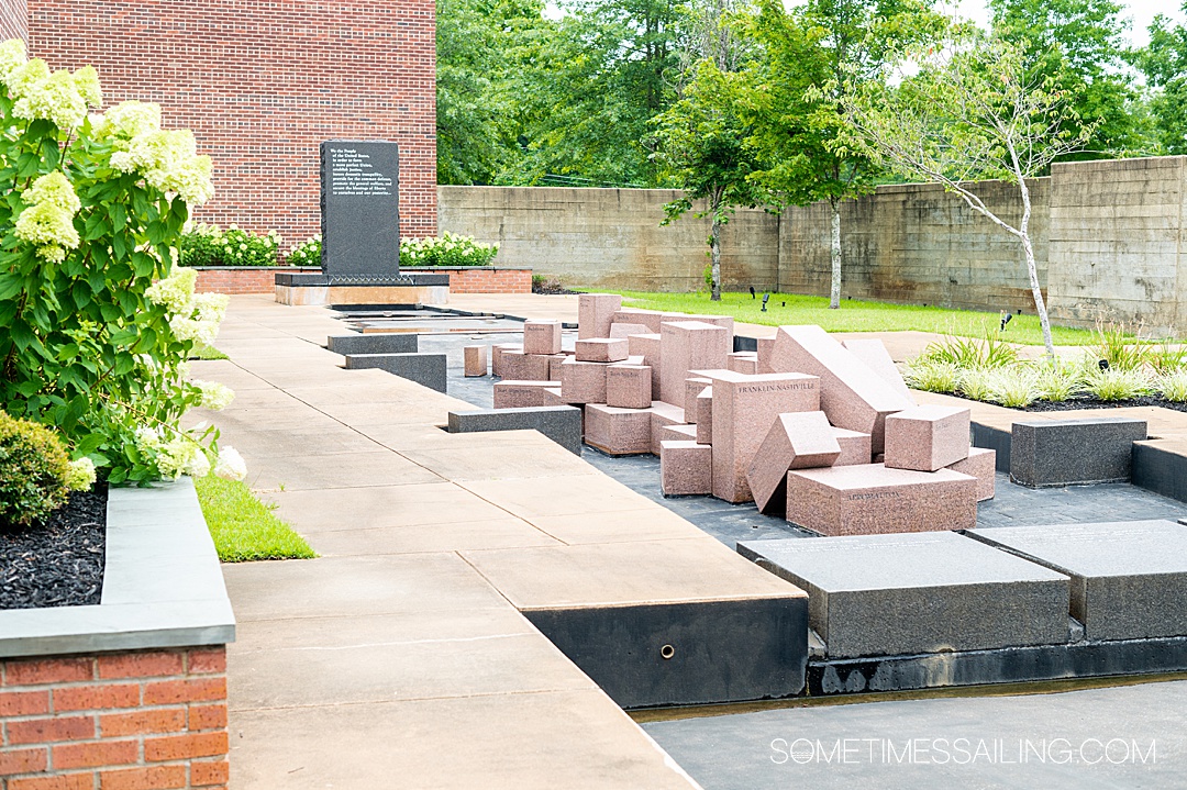 Civil War memorial at the Shiloh NPS military park in Tennessee during a USA river cruise.