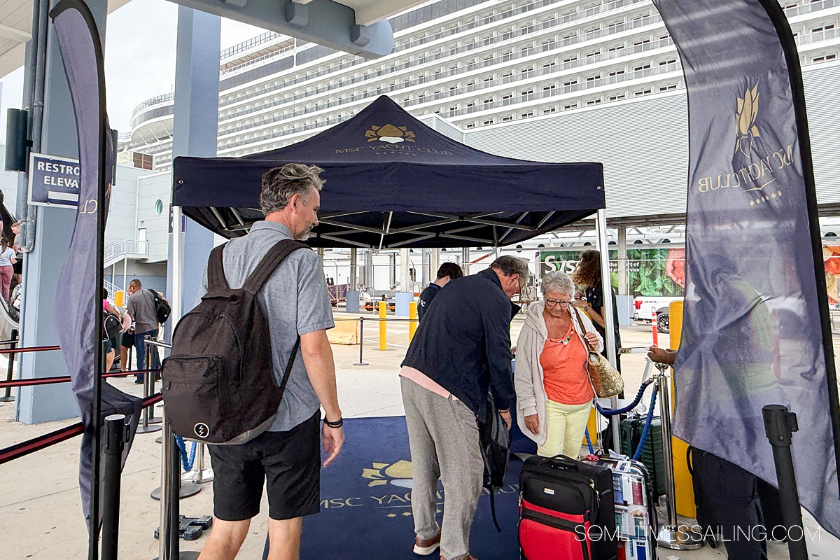 Check in tent at Port Canaveral for MSC Yacht Club. 