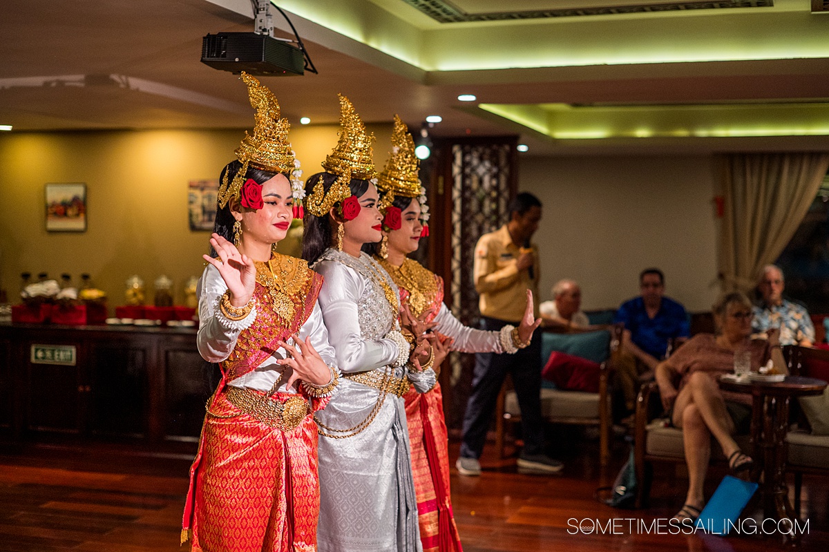 Cambodian dancers on AmaDara with AmaWaterways during a Mekong River Cruise.