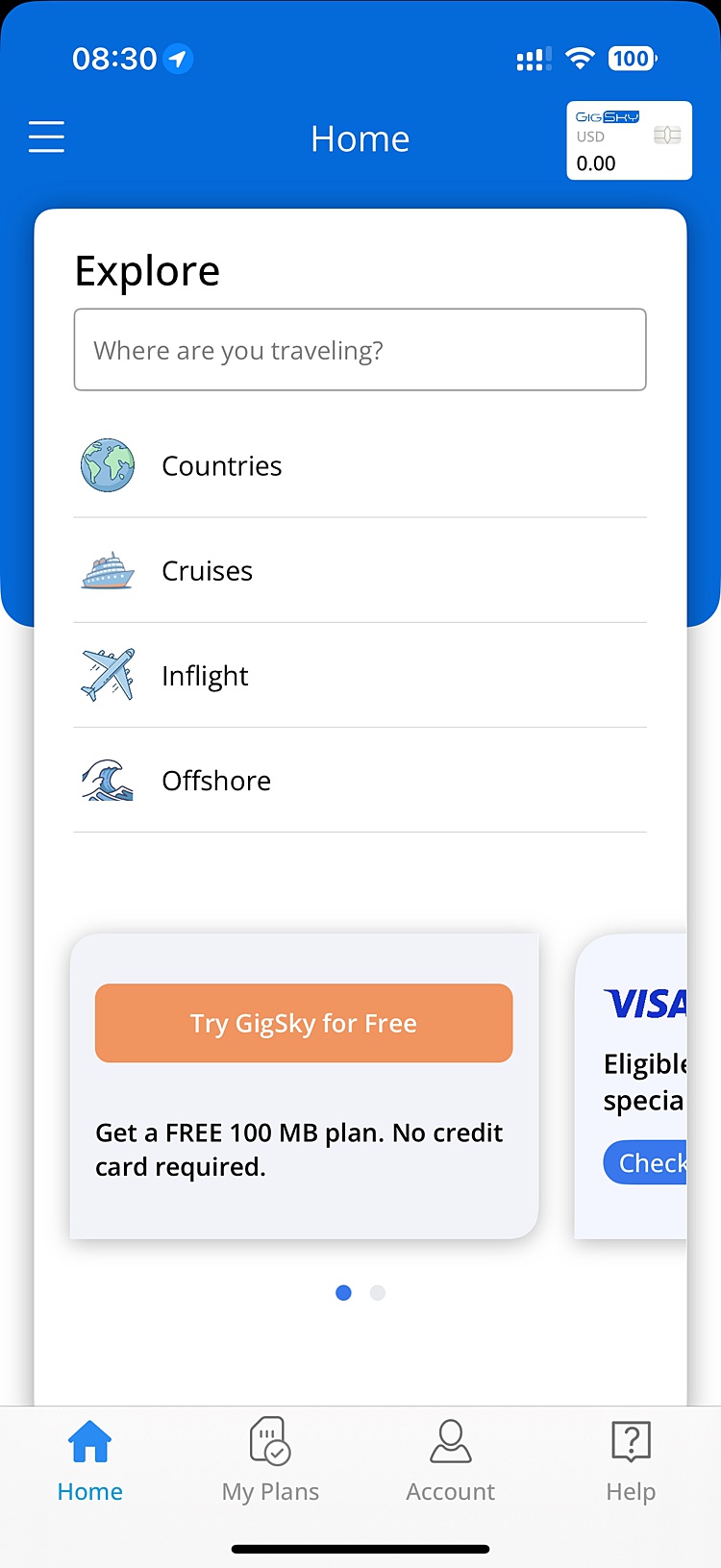 Screenshot of GigSky installation