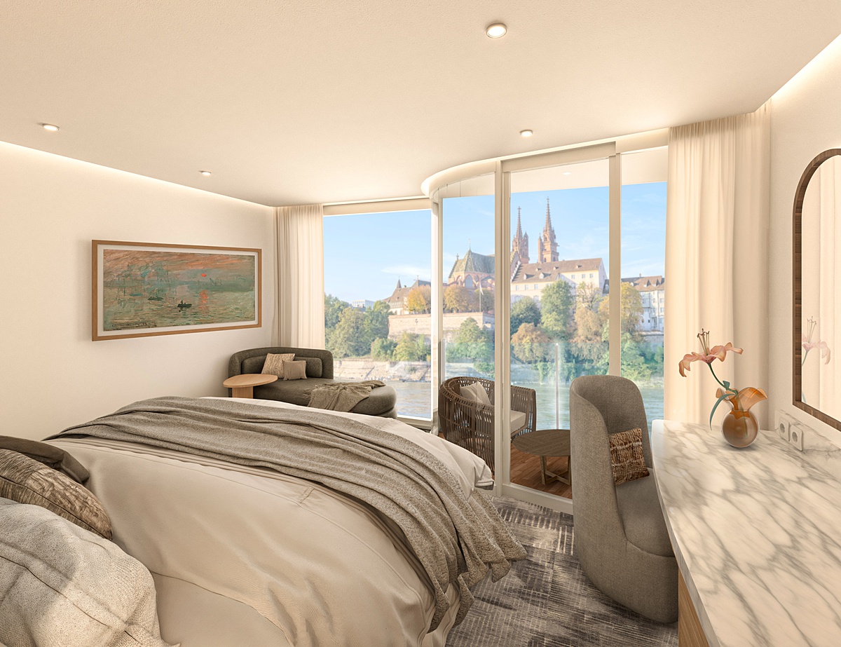 Celebrity River Cruises stateroom rendering.