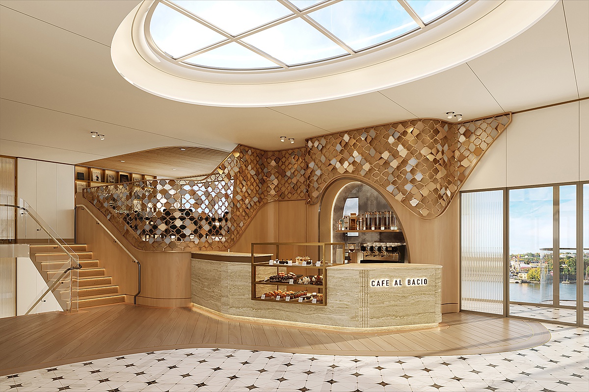 Rendering of the interior cafe on Celebrity River Cruises ship, Cafe al Bacio.