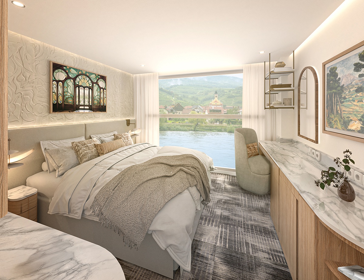 Celebrity River Cruises stateroom rendering.