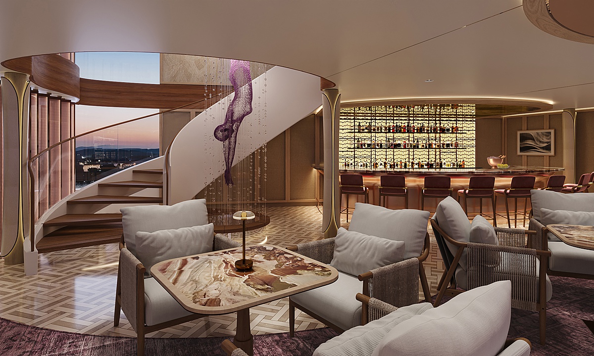 Celebrity River Cruises lounge rendering.