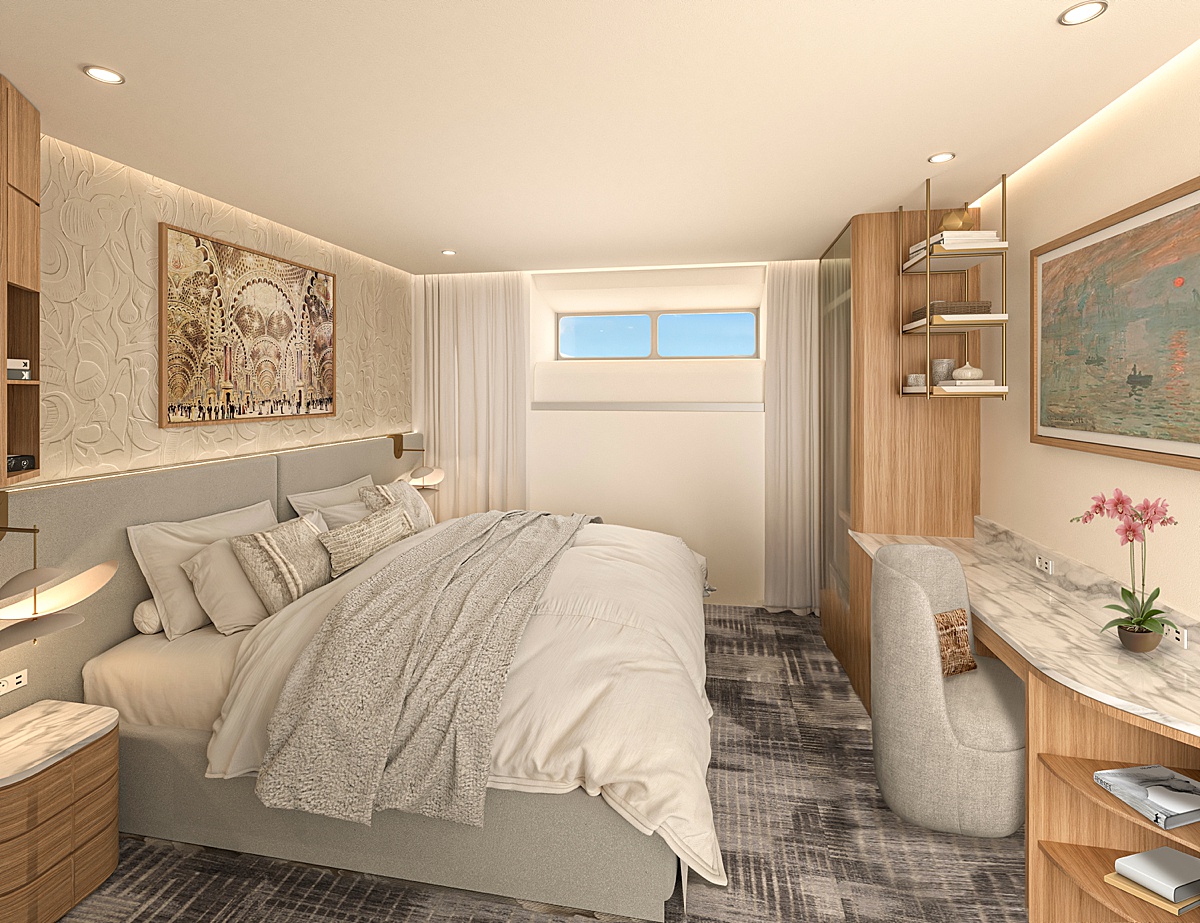 Celebrity River Cruises stateroom rendering.