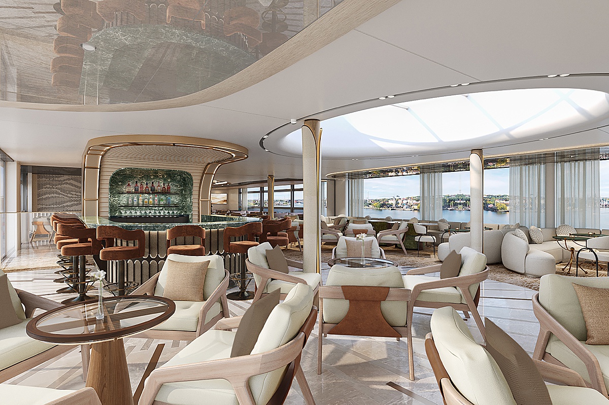 Interior rendering of the Martini Bar on Celebrity River Cruises.