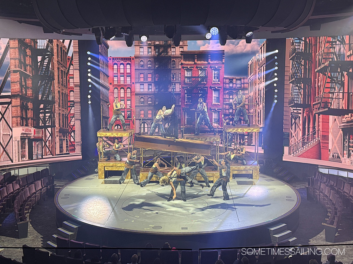 Celebrity Xcel dress rehearsal of the show Between Takes in the theater on board.