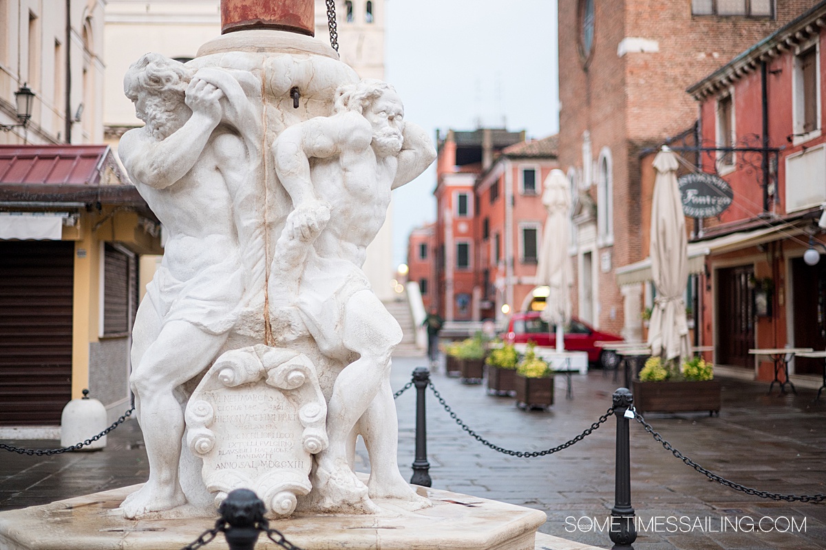 18th century Lo Stendardo di Chioggia monument in downtown Chioggia, Italy.