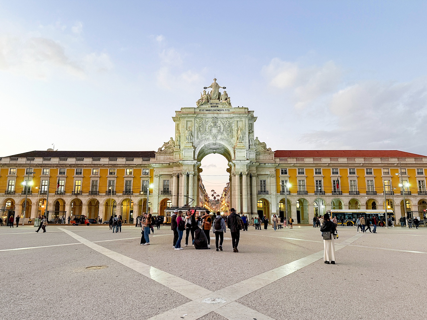 Arch in the main plaza of Lisbon, Portugal