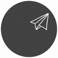 Animated paper airplane in a black circle
