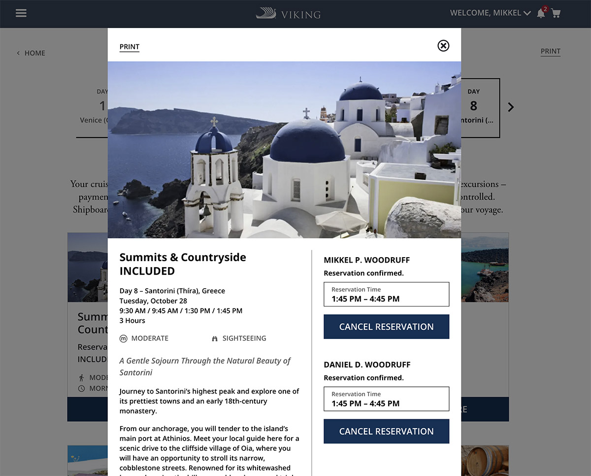 Excursions page for My Viking Journey