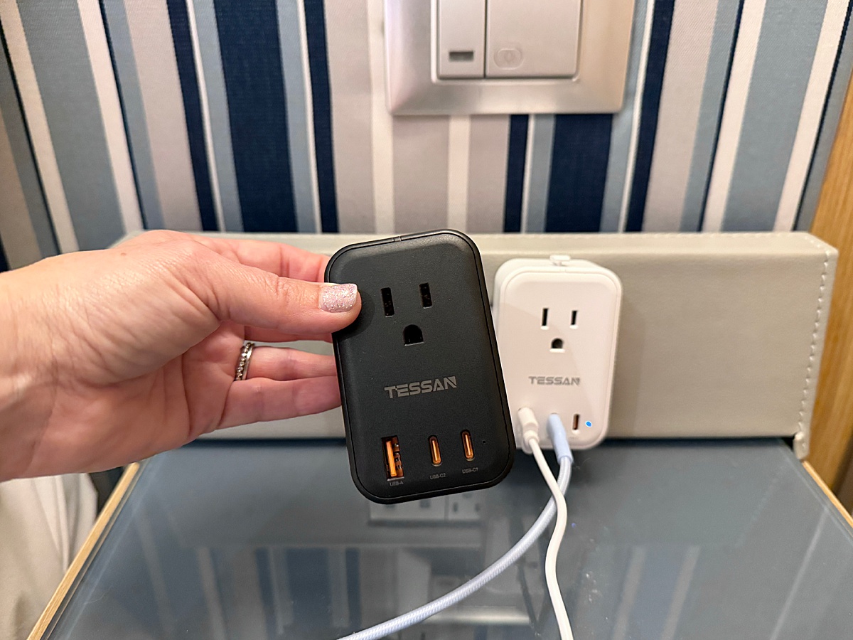 Two universal travel adapters.