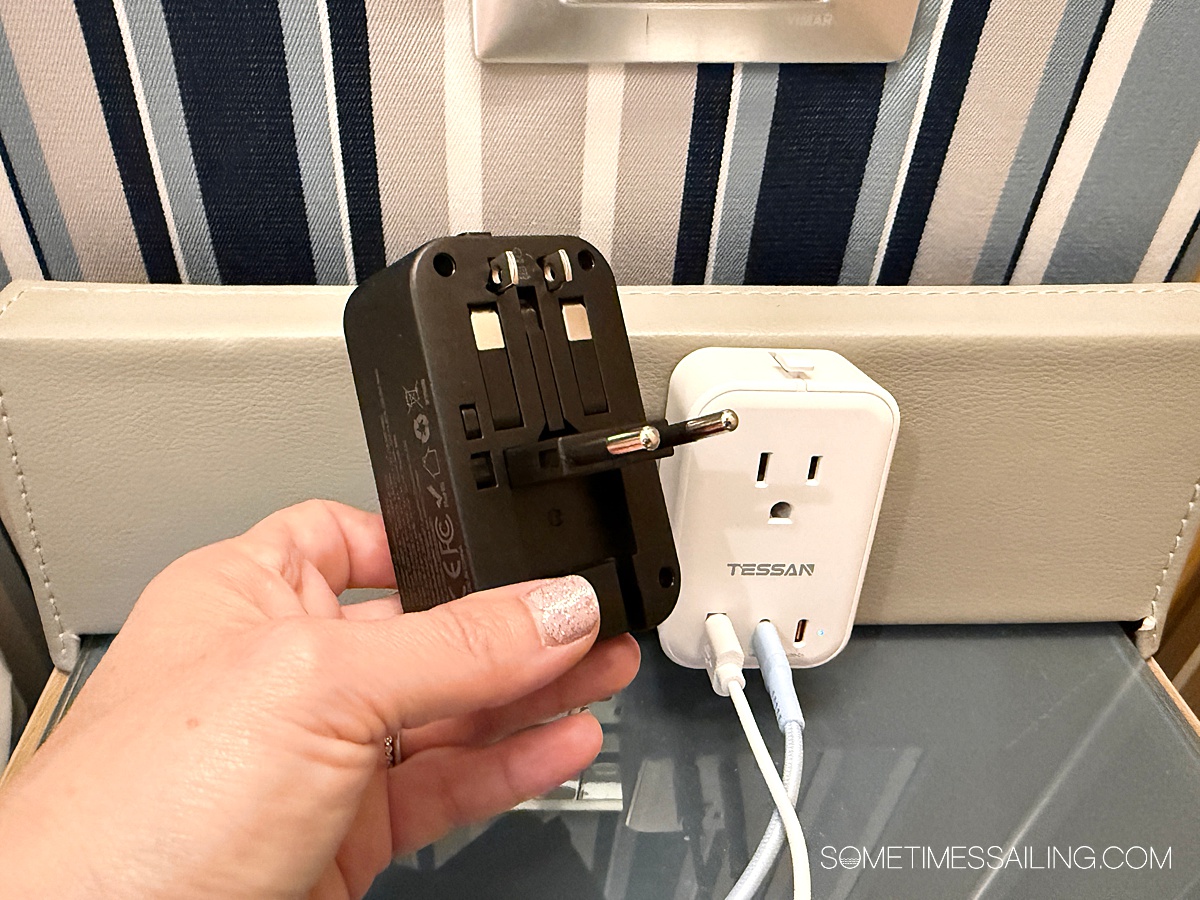 Two universal travel adapters.