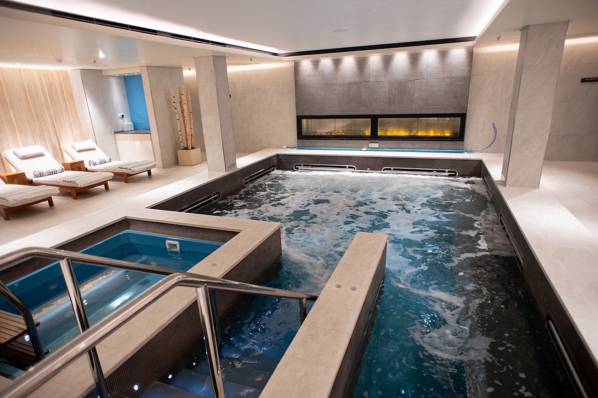 Thermal pool inside a spa area of a Viking Ocean cruise ship.